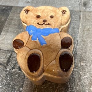 Vintage Hand Painted Bear Trinket Box